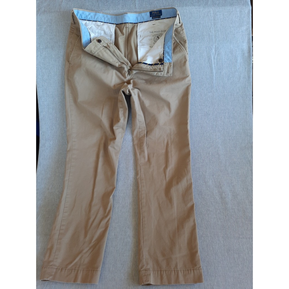 Polo Ralph Lauren Men 38x32 The Polo Chino Classic CottonTwill Pants Solid Lined